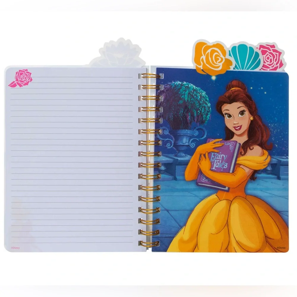 NEW! Disney Princesses Spiral Bound Journal With Tab Dividers & Pom Pom Pen(NWT)